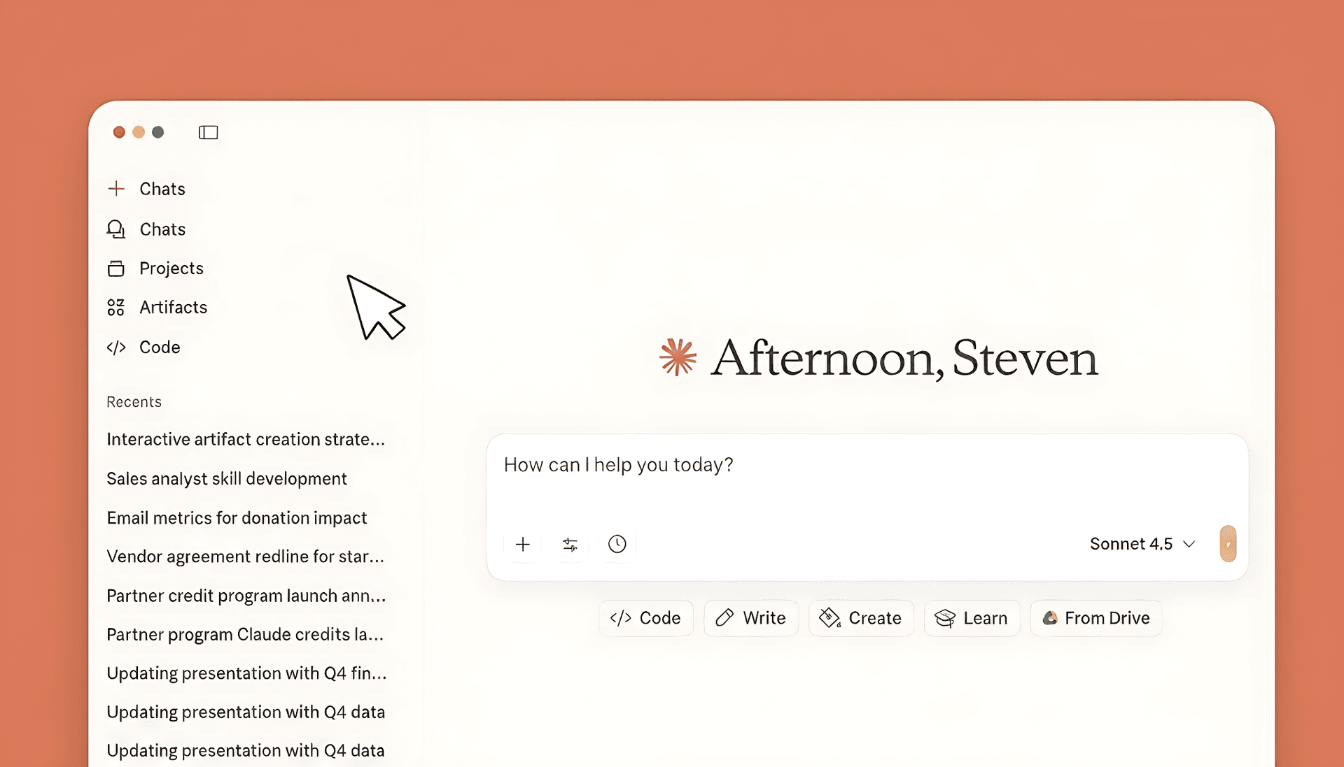 Interface claude.ai illustrant l'usage de base de Claude en entreprise